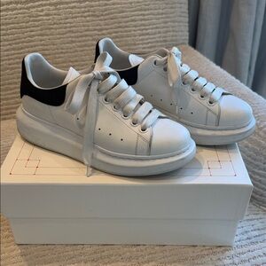 Alexander McQueen White Platform Sneakers with Black Heel Accent